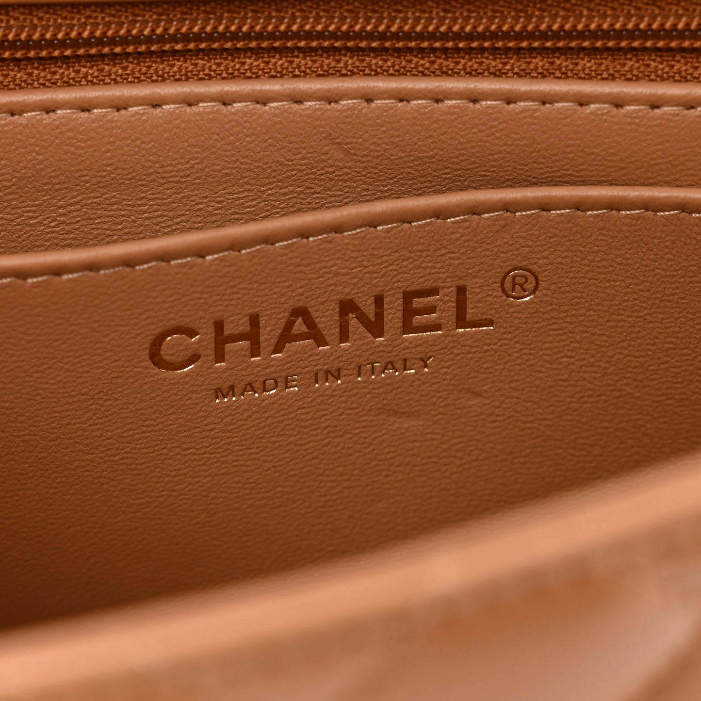 Lambskin Quilted Mini Top Handle Rectangular Flap Dark Beige