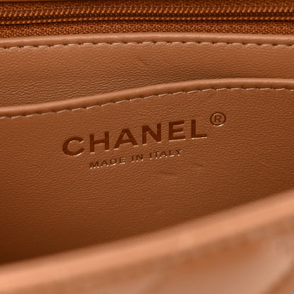 Chanel Lambskin Quilted Mini Top Handle Rectangular Flap Dark Beige 7 of 10