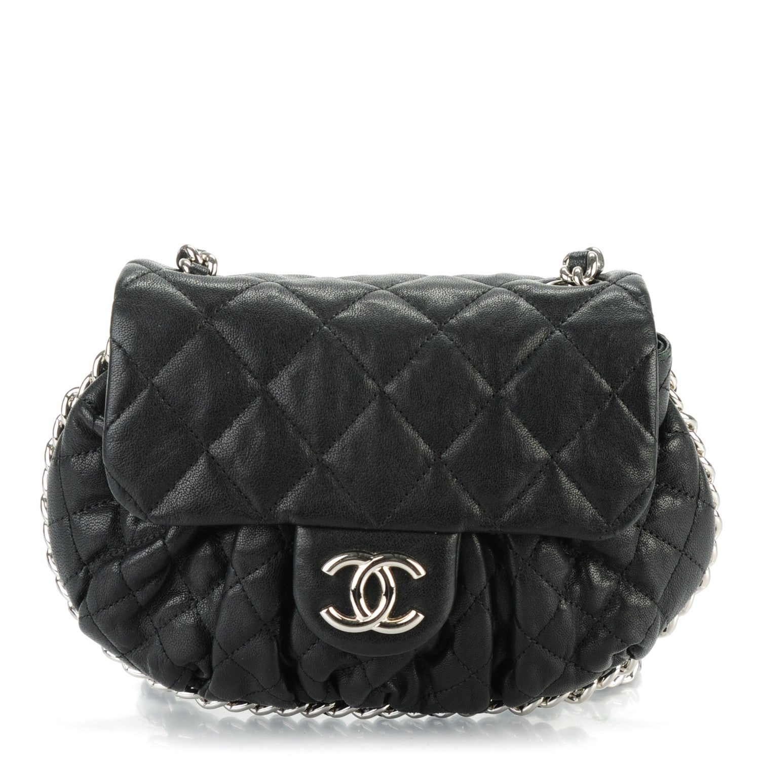 Chanel Washed Lambskin Quilted Mini Chain Around Flap Black 1 of 7
