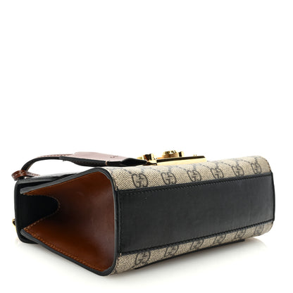 Gucci GG Supreme Monogram Calfskin Small Padlock Shoulder Bag Beige Black Cuir 4 of 9