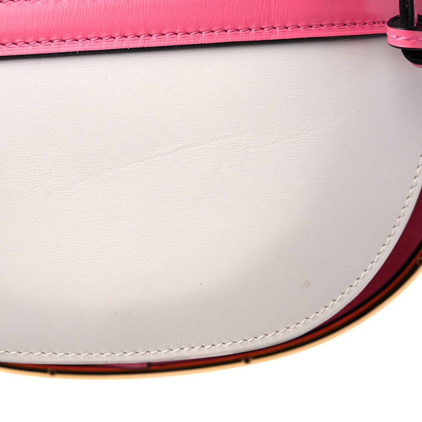Calfskin Small Metal Gate Crossbody Bag Wild Rose White