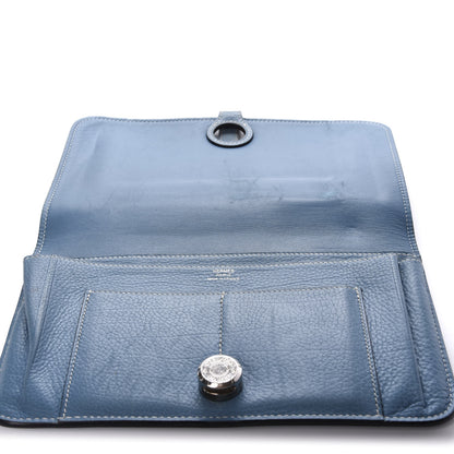 Hermes Veau Rodeo Dogon Duo Wallet Blue Jean 7 of 11