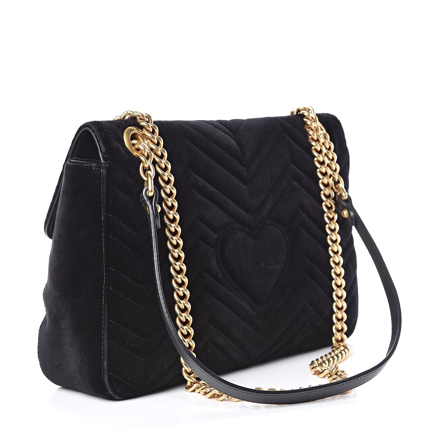 Gucci Velvet Matelasse Medium GG Marmont Shoulder Bag Black 3 of 14