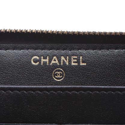 Chanel Iridescent Caviar Quilted Long Zip Around Wallet Black 6 of 9