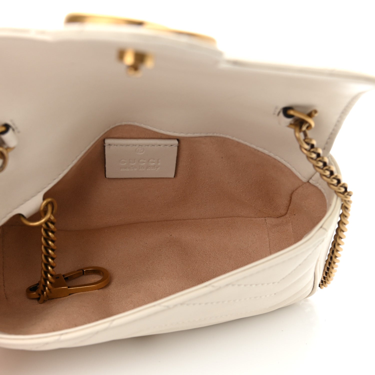 Gucci Calfskin Matelasse Super Mini GG Marmont Shoulder Bag White 5 of 10