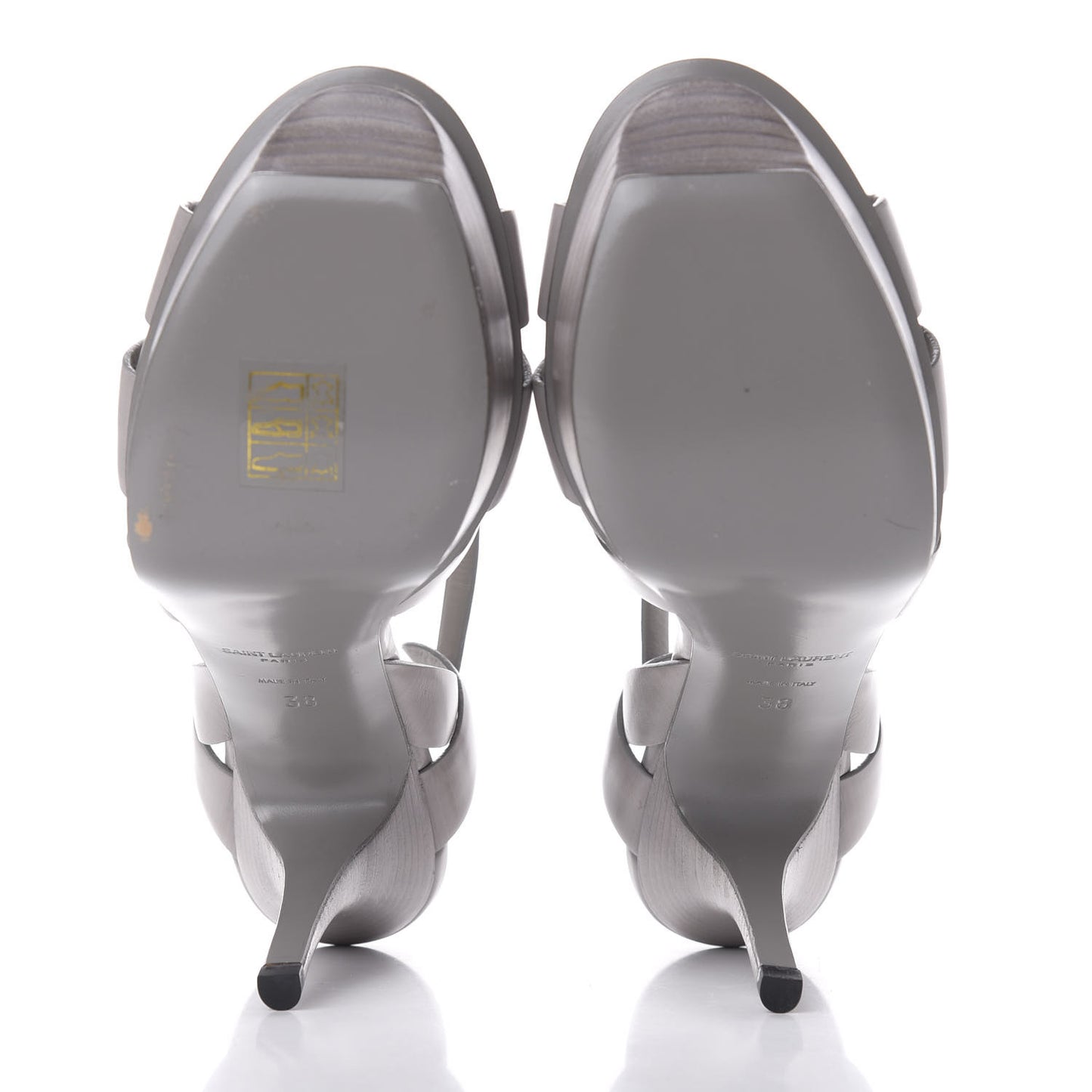 Calfskin Tribute 75 Platform Sandals 38 Oyster Gray