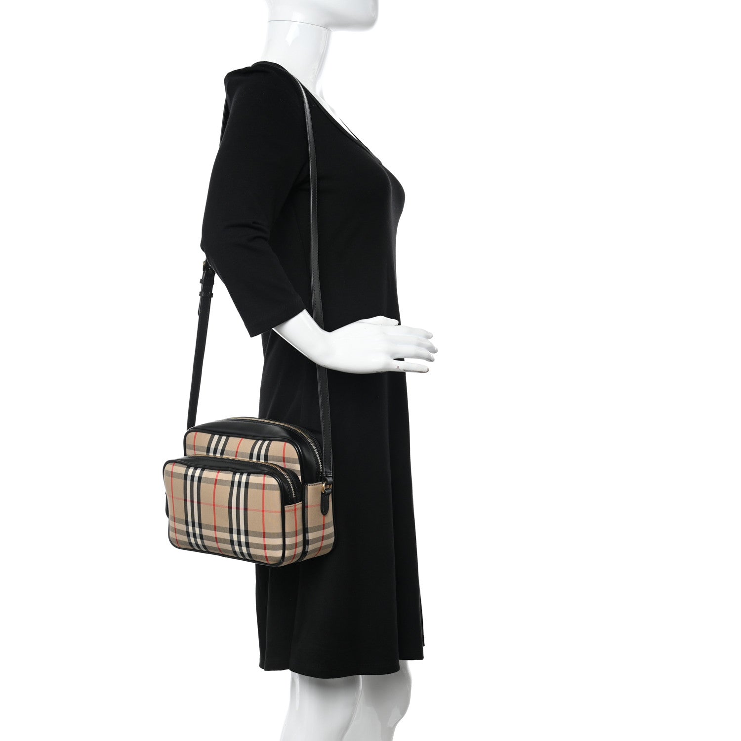 Burberry Calfskin Vintage Check Medium Camera Bag Archive Beige 2 of 10