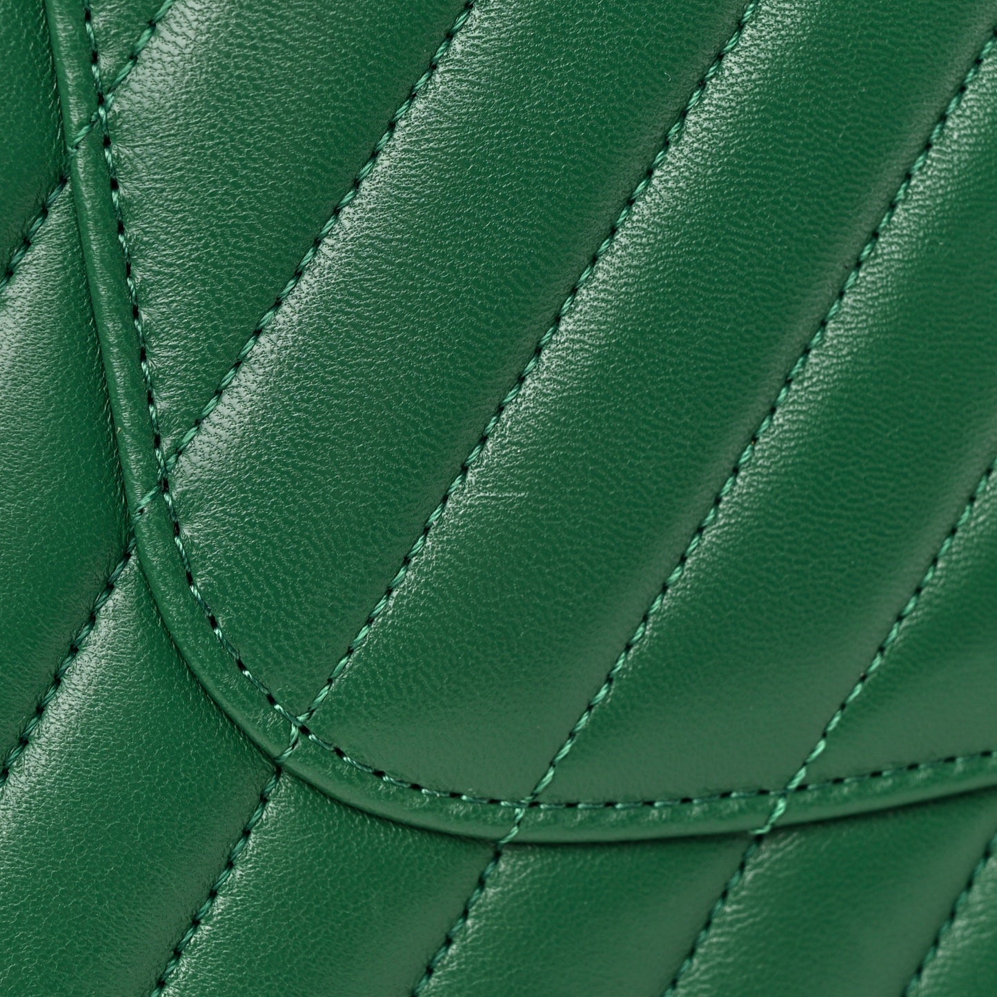 Lambskin Chevron Quilted Small Trendy CC Dual Handle Flap Bag Green
