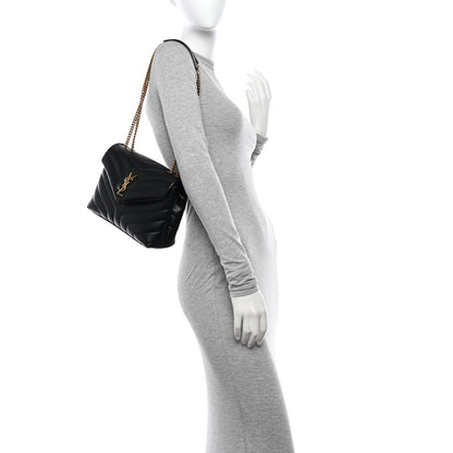 Saint Laurent Calfskin Y Quilted Monogram Small Loulou Chain Satchel Black 2 of 12