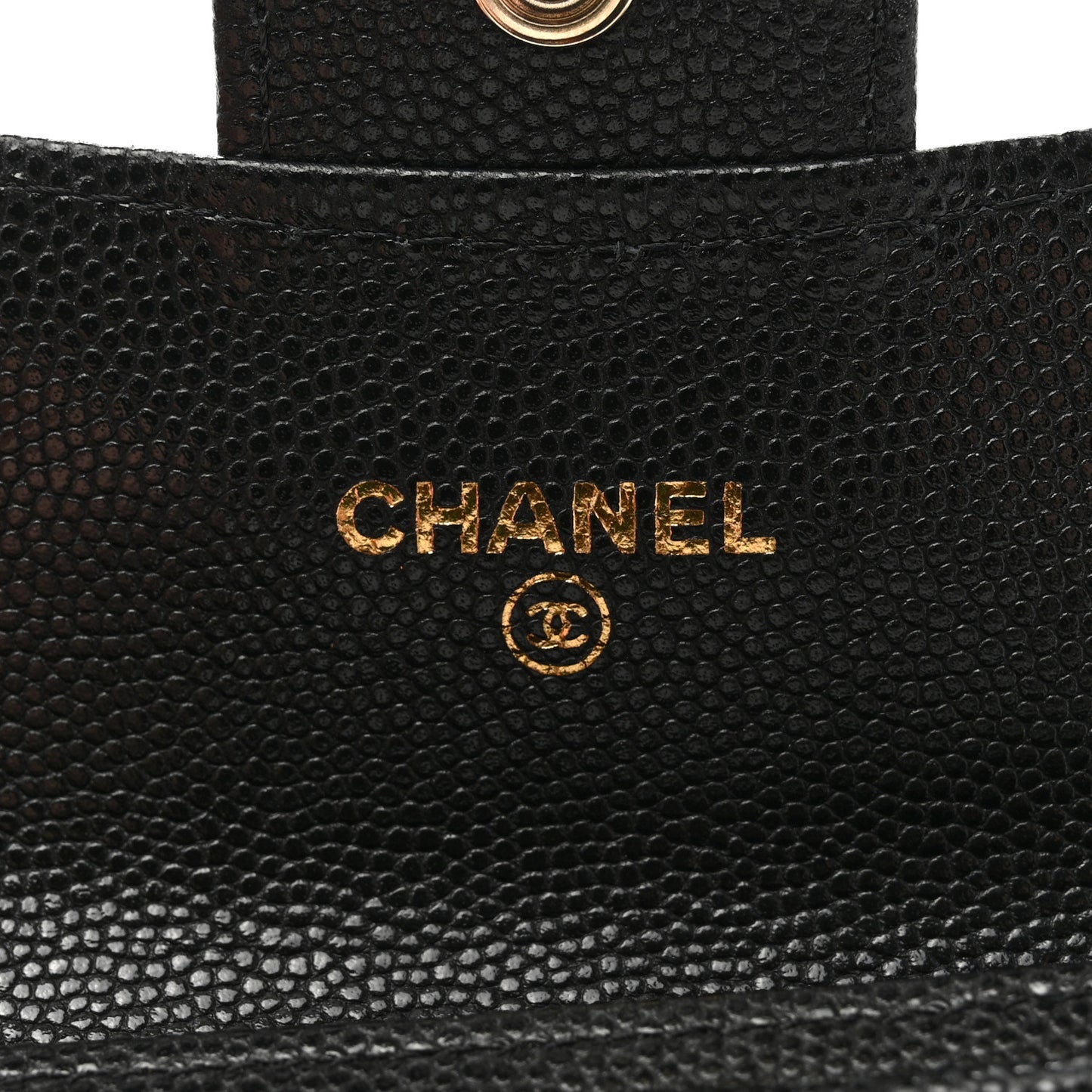 Caviar Quilted Flap Card Holder Wallet Black