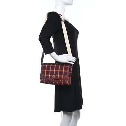 Burberry Calfskin Nylon Tartan Note Crossbody Bag Bright Red 2 of 9