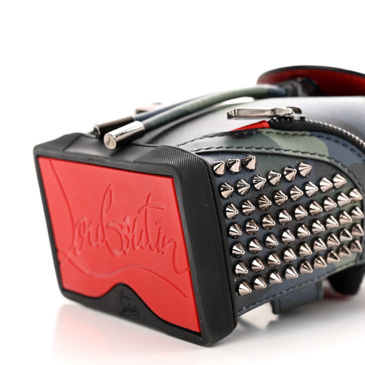 Christian Louboutin Calfskin Spiked Camouflage Mini Explorafunk Keyring Bag Multicolor 9 of 9