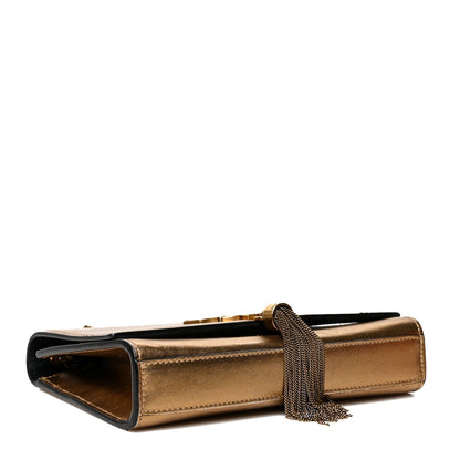 Saint Laurent Metallic Calfskin Small Classic Monogram Kate Tassel Satchel Gold 3 of 11