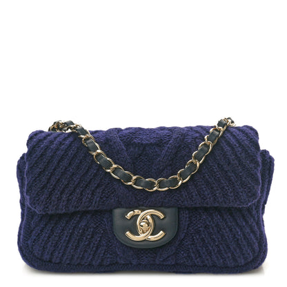 Chanel Cable Knit Mini Paris-Hamburg Flap Navy Blue 1 of 10