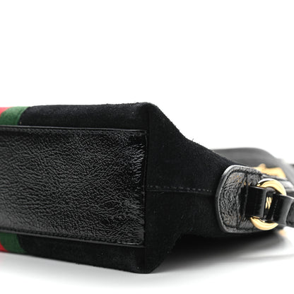 Gucci Suede Patent Web GG Small Ophidia Dome Shoulder Bag Black 10 of 11