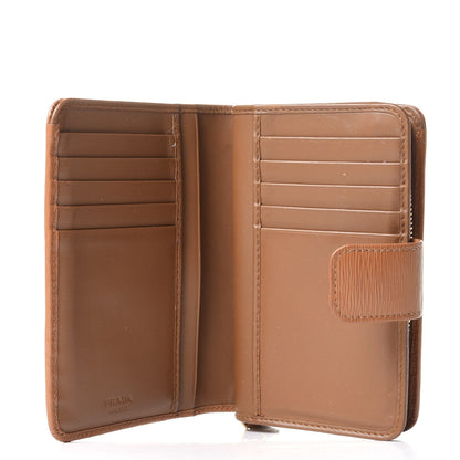 Prada Vitello Move Bi-Color Compact Wallet Caramel 4 of 5