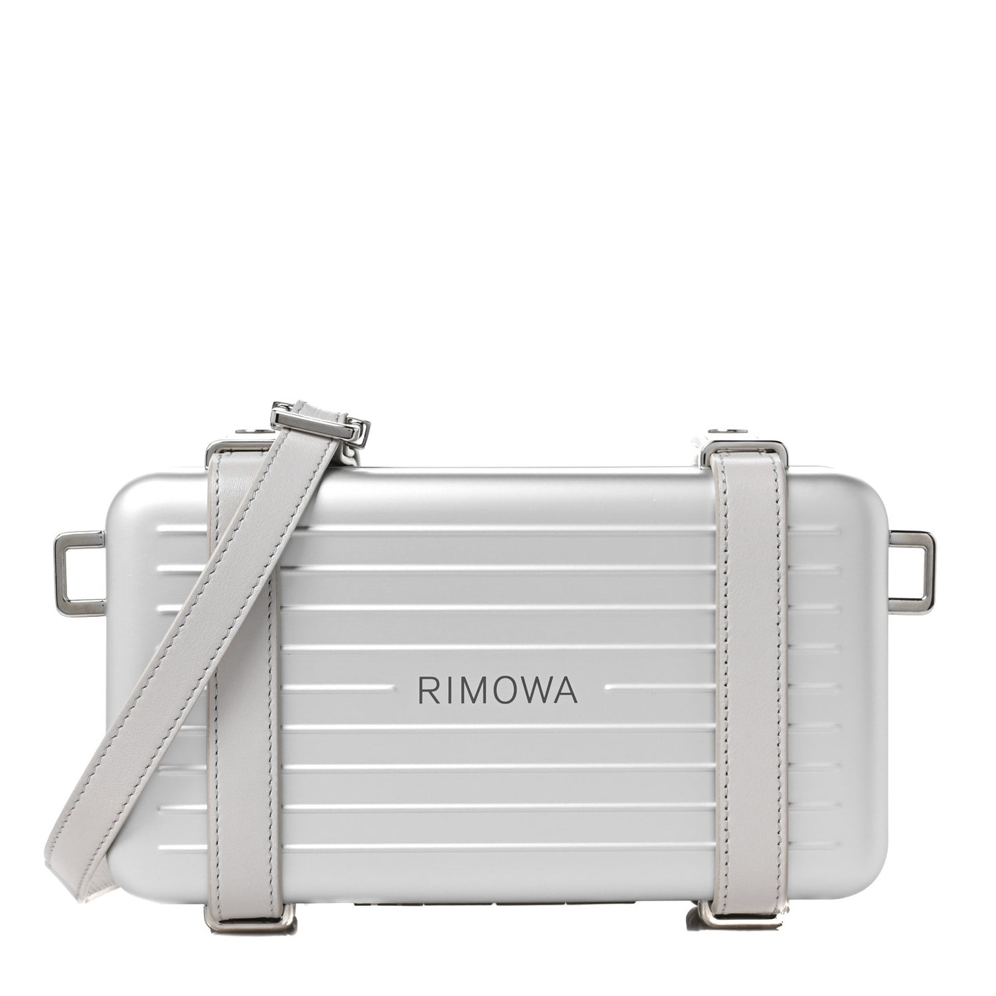 X RIMOWA Aluminum Personal Clutch On Strap Silver