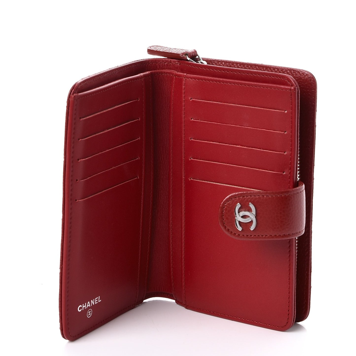 Caviar Quilted Zipped Pocket Wallet Red