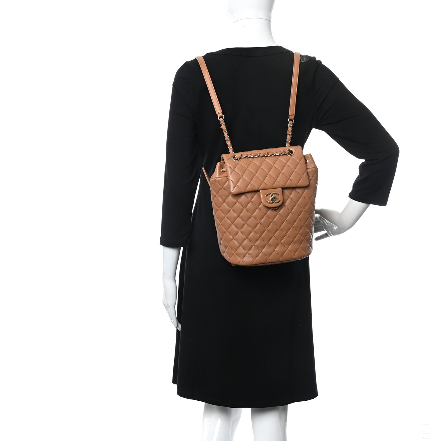 Lambskin Quilted Small Urban Spirit Backpack Brown