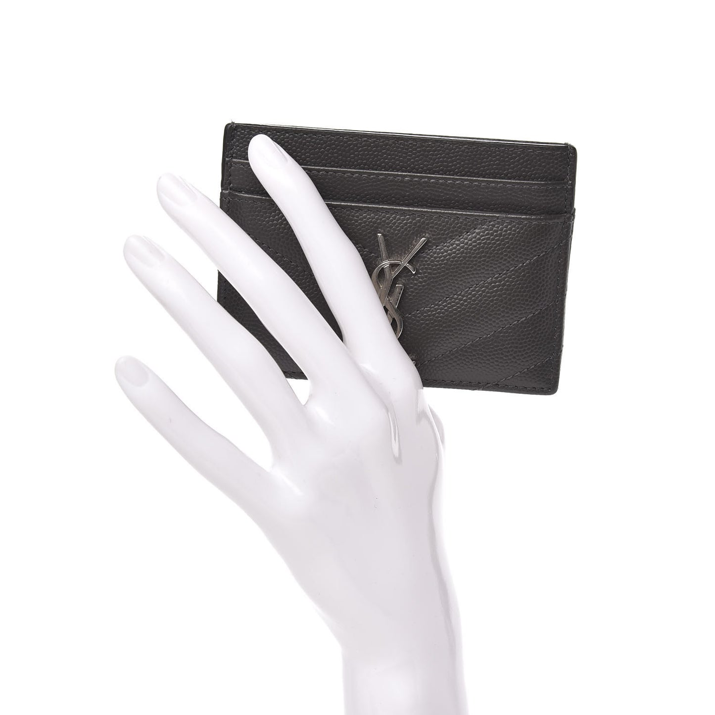 Grain De Poudre Matelasse Chevron Monogram Credit Card Case Coal