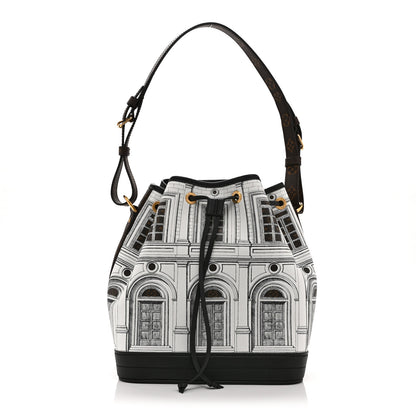 Louis Vuitton X FORNASETTI Calfskin Architettura Noe MM Black White 1 of 9