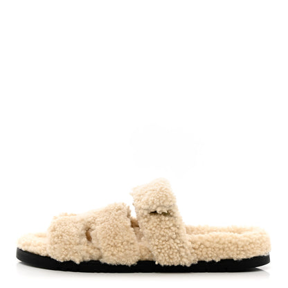 Hermes Woolskin Womens Chypre Sandals 39 Ecru 1 of 10