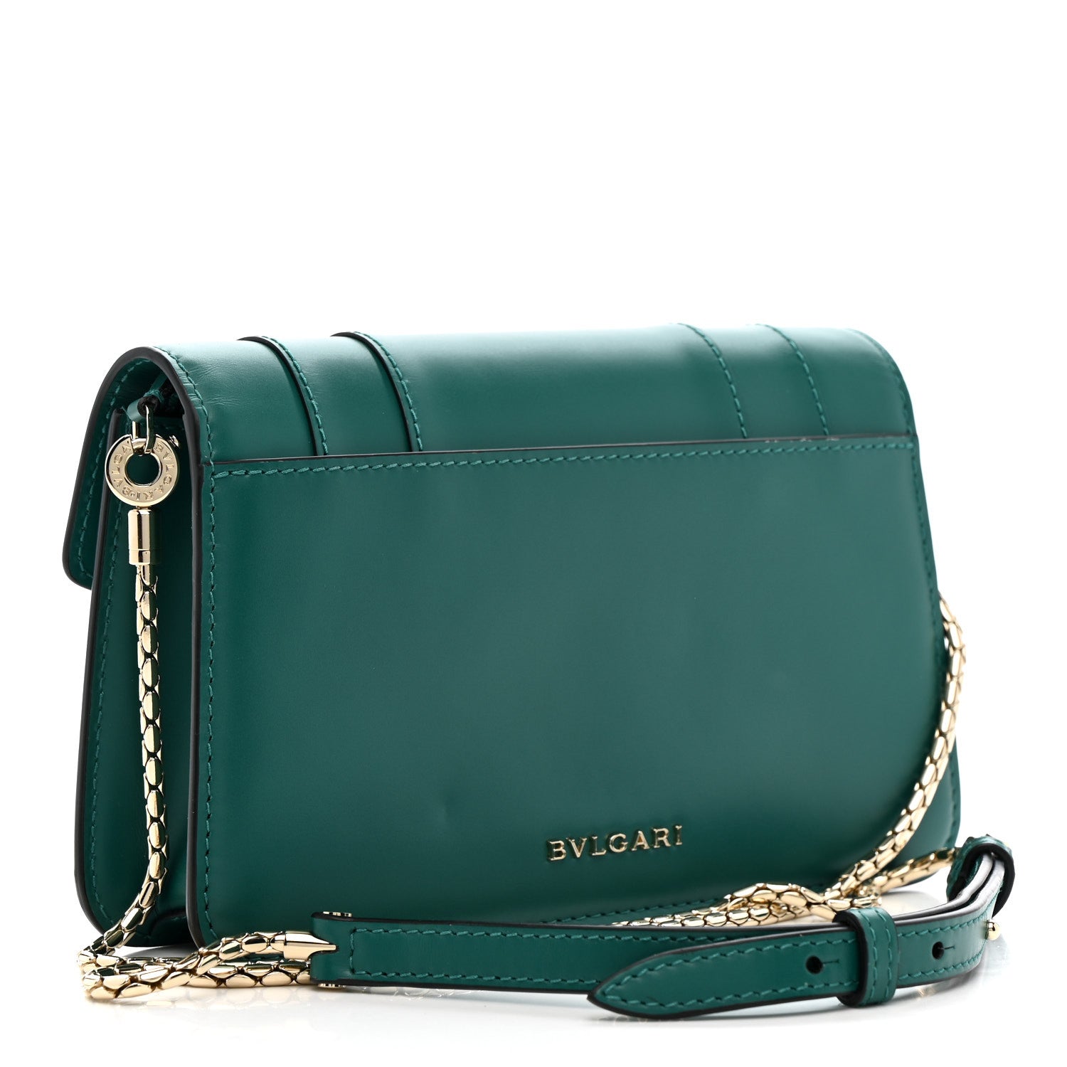 Bulgari Calfskin Serpenti Forever Chain Wallet Emerald Green 3 of 12