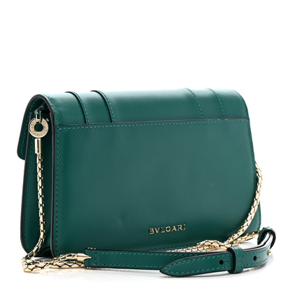 Bulgari Calfskin Serpenti Forever Chain Wallet Emerald Green 3 of 12