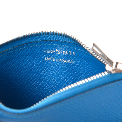Hermes Epsom Passant Compact Wallet Zipped Coin Purse Bleu Zanzibar 6 of 7