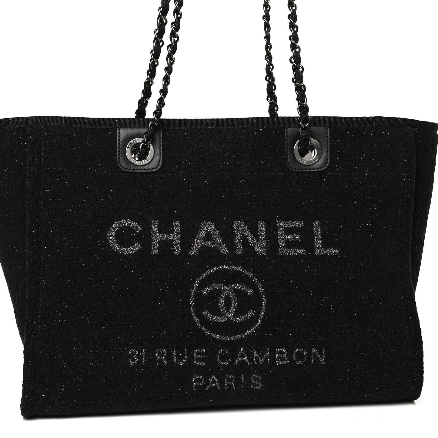 Lurex Canvas Small Deauville Tote Black