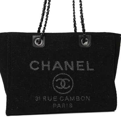 Chanel Lurex Canvas Small Deauville Tote Black 7 of 9