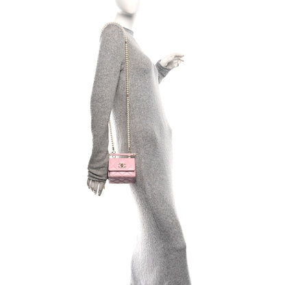 Chanel Lambskin Quilted Pearl Pyramid Clutch With Chain Pink 2 of 10