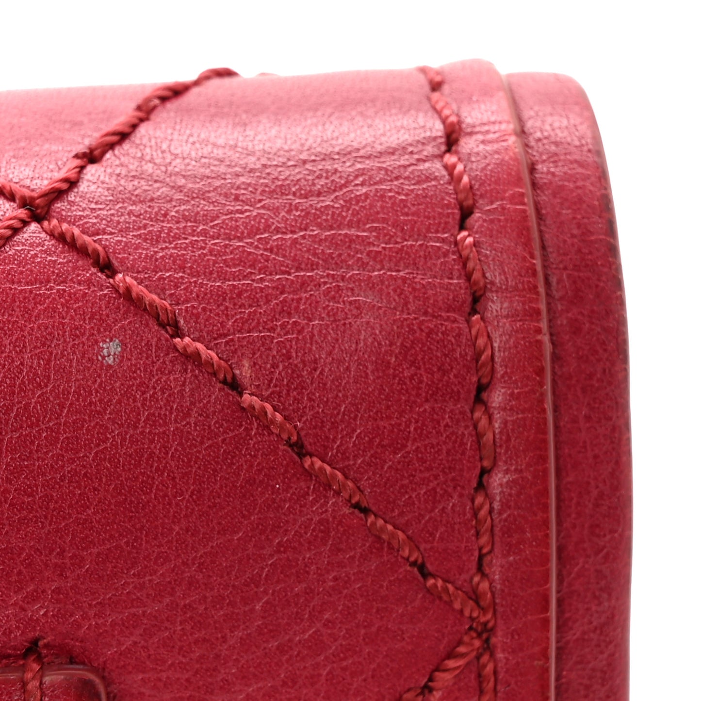 Calfskin Stitched Clutch Flap Red
