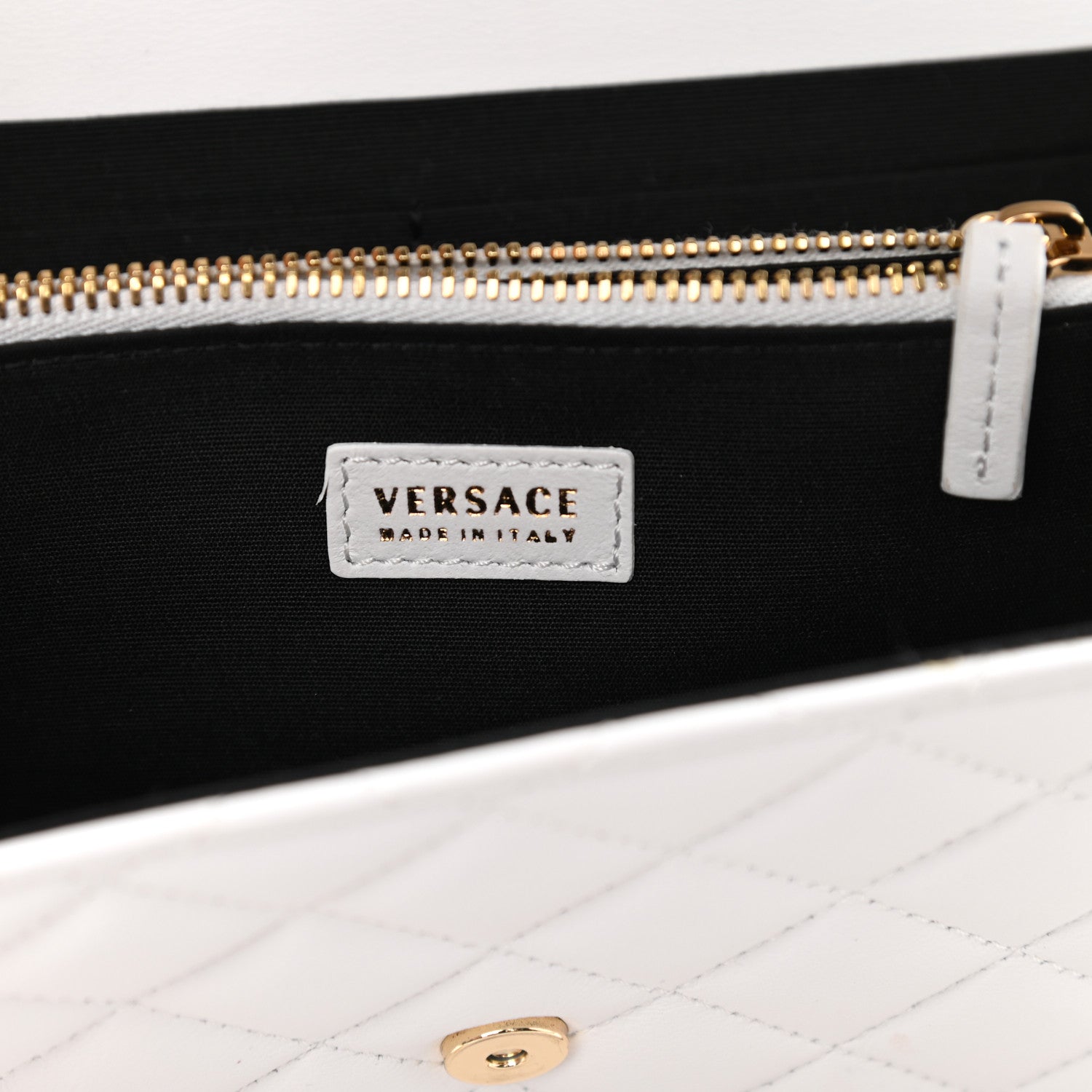 Versace Lambskin Quilted Medusa Wallet On Chain Crossbody White 6 of 8