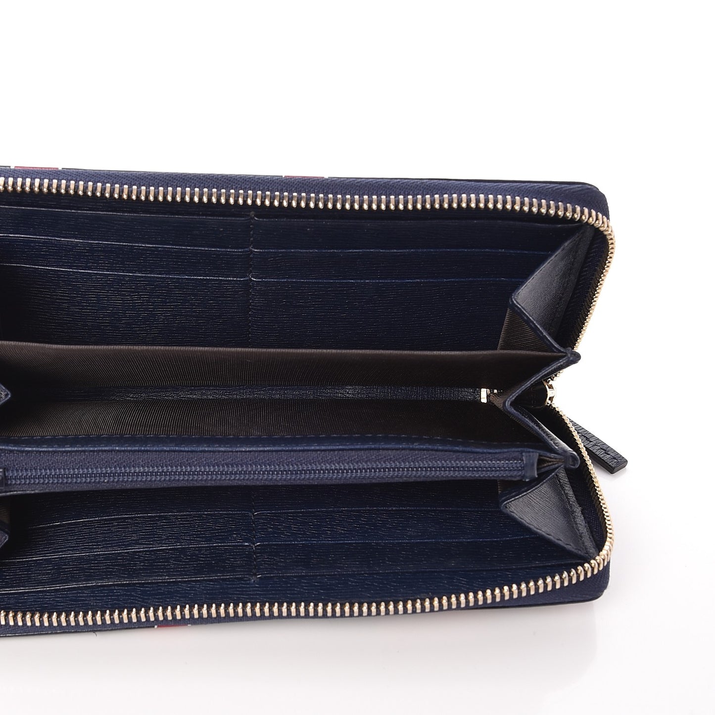 Calfskin Heartbeat Print Zip Around Wallet Blue