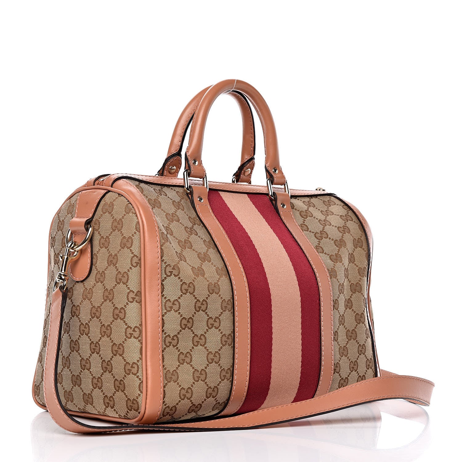 Gucci Monogram Vintage Web Medium Boston Pink 3 of 12