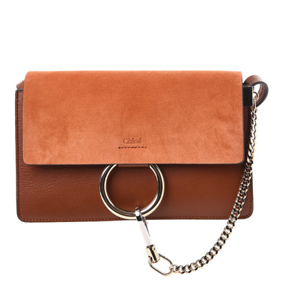 Chloe Suede Calfskin Small Faye Shoulder Bag Tobacco 1 of 8