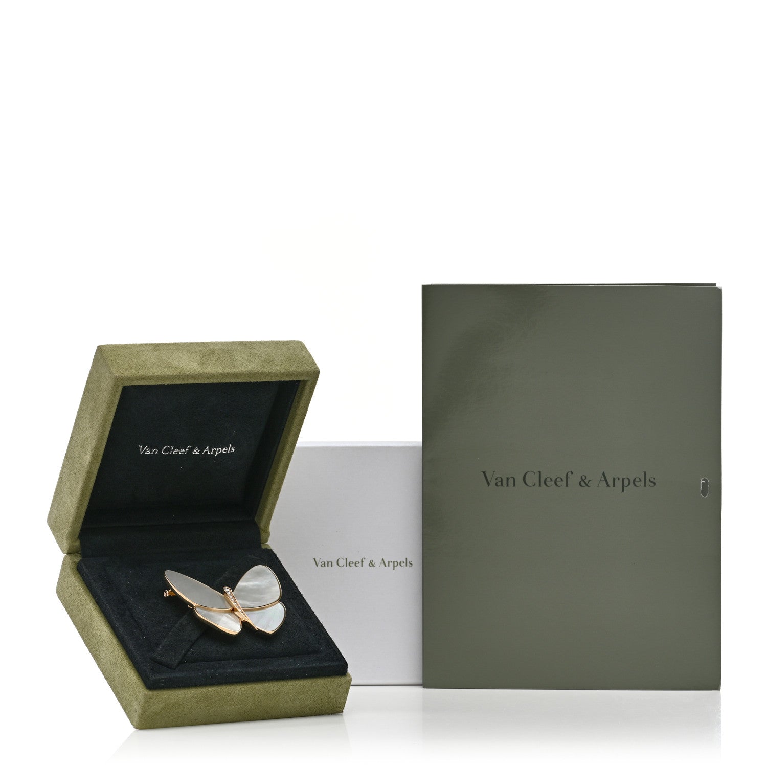 Van Cleef & Arpels 18K Yellow Gold Diamond Mother of Pearl Butterfly Brooch Pin 6 of 6