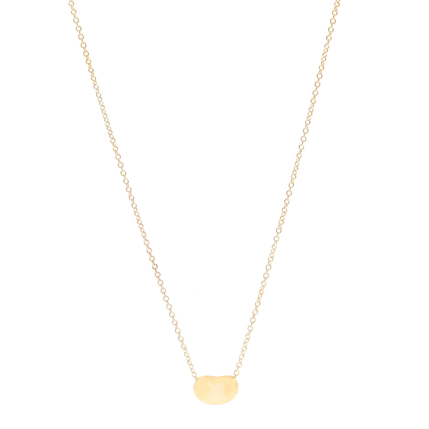 Tiffany 18K Yellow Gold 9mm Elsa Peretti Bean Pendant Necklace 1 of 7