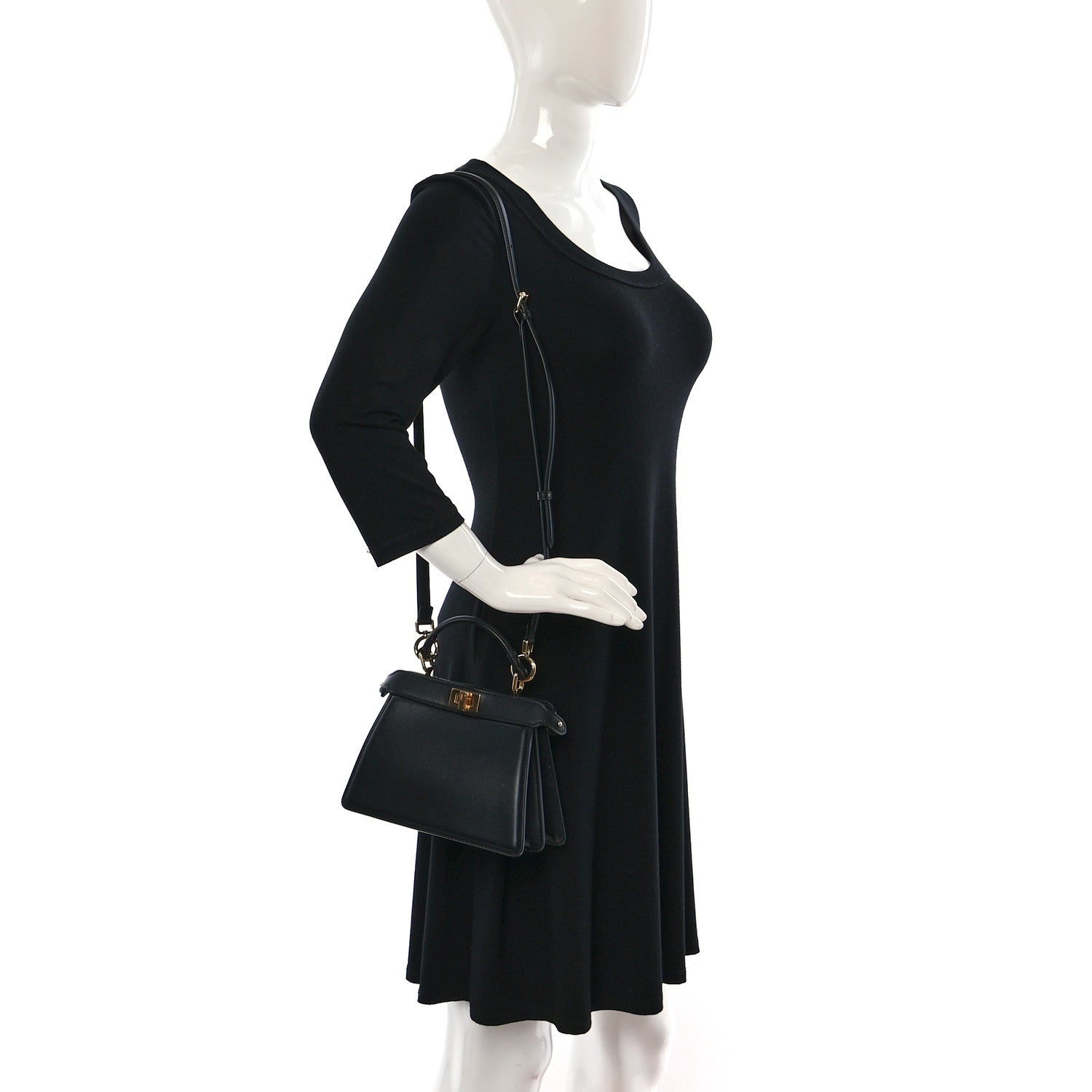 Fendi Shiny Nappa Petite Peekaboo I SEE U Satchel Black 2 of 8