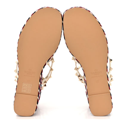 Valentino Garavani Patent Rockstud Ankle Strap Torchon Espadrille Caged 25/95mm Wedge Sandals 39 Light Ivory 6 of 10