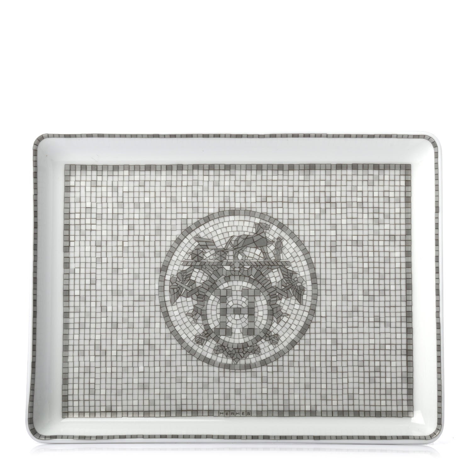 Hermes Porcelain Mosaique Au 24 Sushi Plate Platine 1 of 4