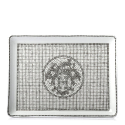 Hermes Porcelain Mosaique Au 24 Sushi Plate Platine 1 of 4