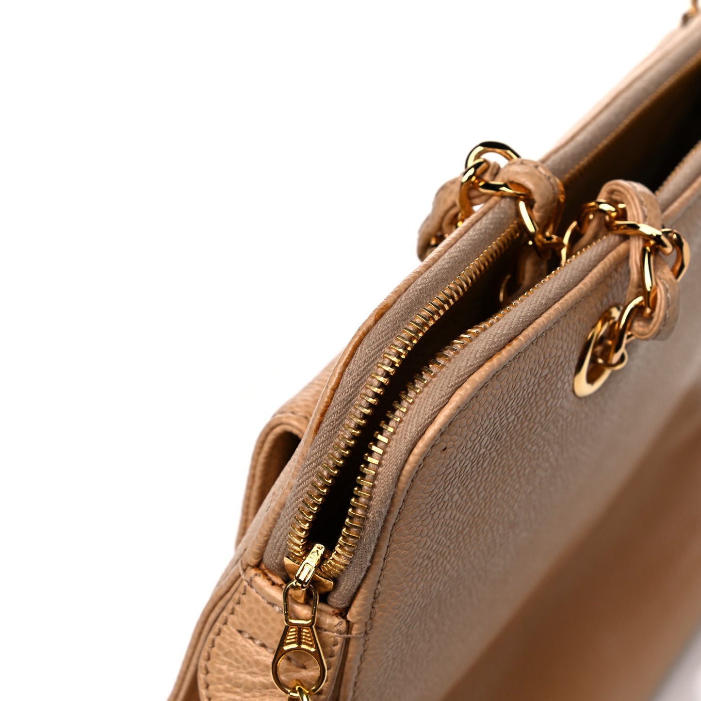 Caviar Flap Shoulder Bag Beige
