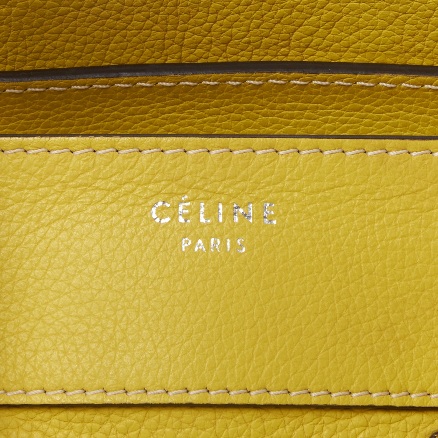 Celine Drummed Calfskin Mini Luggage Citron 7 of 10
