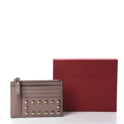 Valentino Garavani Calfskin Rockstud Coin Case Card Holder Poudre 7 of 7