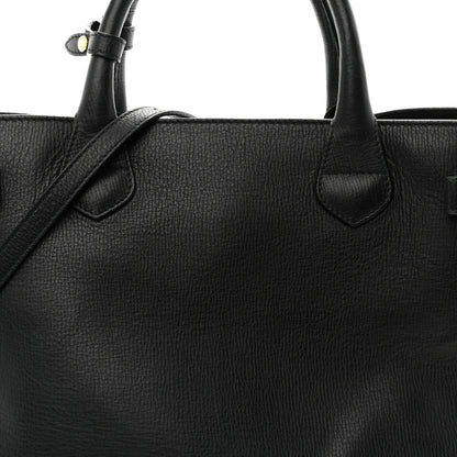Burberry Grainy Calfskin House Check Medium Banner Tote Black 7 of 12