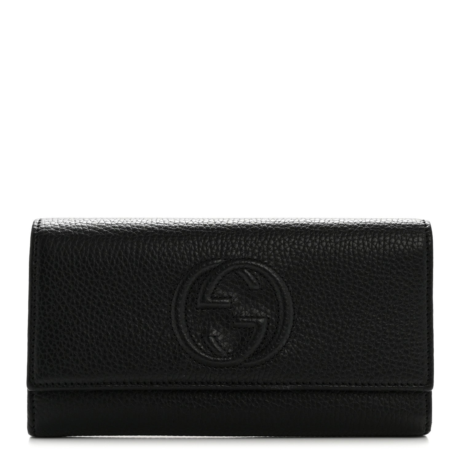 Gucci Pebbled Calfskin Large Soho Continental Wallet Black 1 of 9