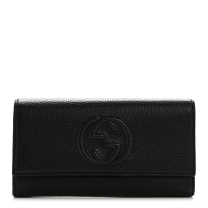 Gucci Pebbled Calfskin Large Soho Continental Wallet Black 1 of 9