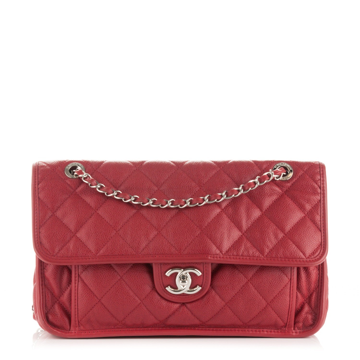 Chanel Caviar Quilted Large French Riviera Flap Red 1 of 9